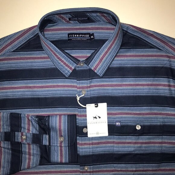 Men's Fish Hippie Flannel Plaid Long Sleeve Button Front Shirt-Size XL (F22201-2 - Picture 1 of 12
